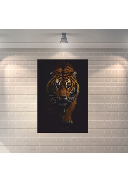 Kaplan Yakın Çekim Dekoratif Ahşap Poster