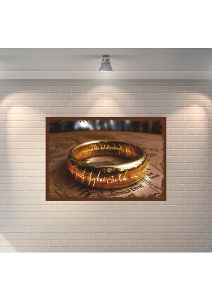 Yüzüklerin Efendisi Yüzük Dekoratif Retro Ahşap Poster