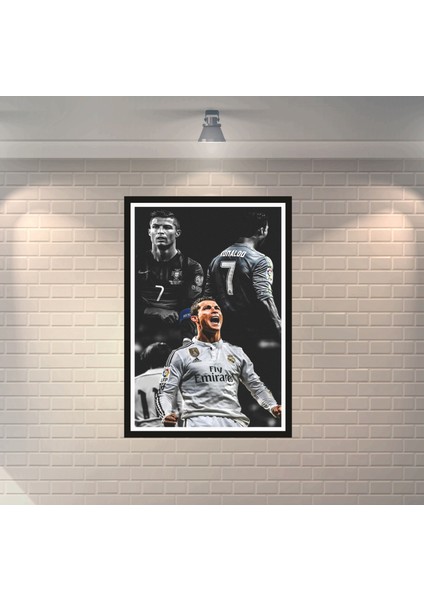 Ronaldo Futbolcu 1 Çerçeve Görünümlü Dekoratif Ahşap Poster