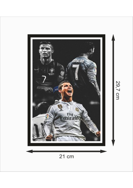 Ronaldo Futbolcu 1 Çerçeve Görünümlü Dekoratif Ahşap Poster fiyatları