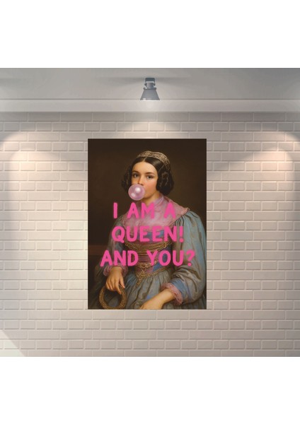 I Am A Quenn And You Sanat Prenses Dekoratif Retro Ahşap Poster