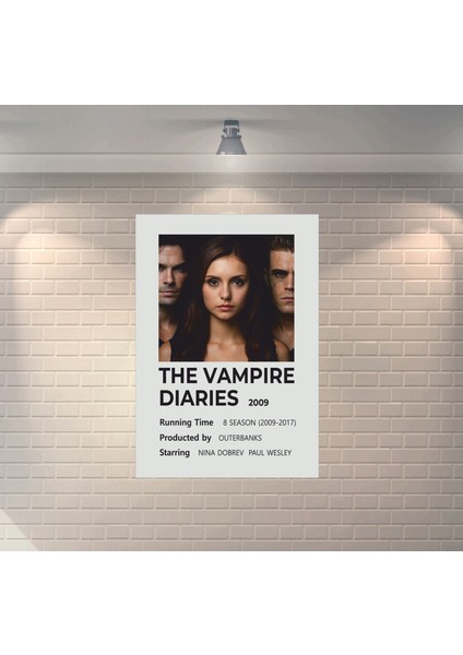 The Vampire Diaries Dizi Afişi Çerçevesiz Dekoratif Ahşap Poster