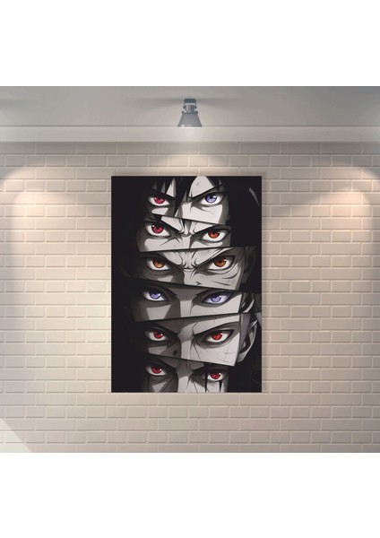 Anime Naruto Gözler Dekoratif Retro Ahşap Poster