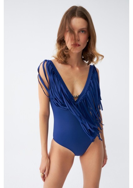 Kadın Püsküllü Mayo Saks 34024 modelleri