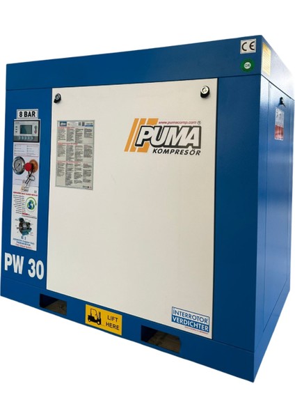 PW30 Vidalı Hava Kompresörü 30 Hp-22 Kw 8-10 Bar