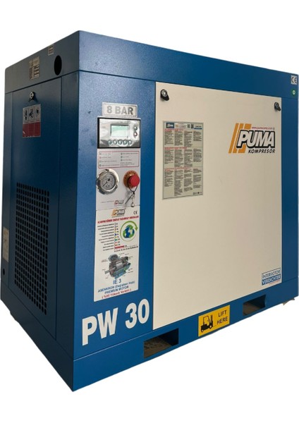 PW30 Vidalı Hava Kompresörü 30 Hp-22 Kw 8-10 Bar modelleri