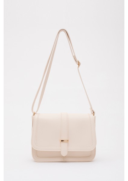 Krem SHK127 Suni Deri Iç Fermuar Cepli Çıtçıt Kapamalı El,kol ve Omuz Çantası U:17 E:22 G:7 cm