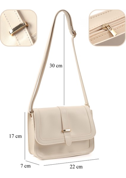 Krem SHK127 Suni Deri Iç Fermuar Cepli Çıtçıt Kapamalı El,kol ve Omuz Çantası U:17 E:22 G:7 cm fırsatları