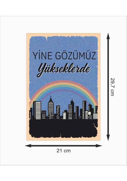 Yine Gözümüz Yükseklerde Dekoratif Retro Ahşap Poster fiyatları