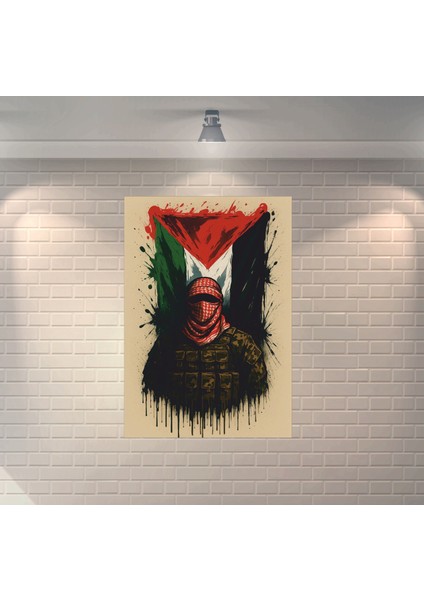 Filistin Muhafızı Hamas Askeri Dekoratif Retro Ahşap Poster