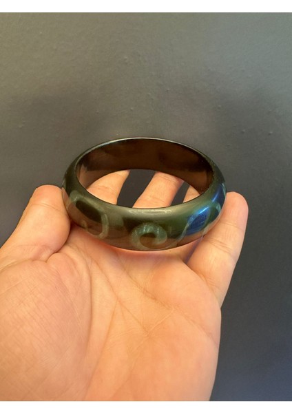 Yeşil Desenli Kemik Kadın Bilezik Çap 7 cm