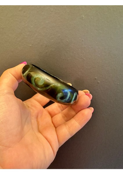 Yeşil Desenli Kemik Kadın Bilezik Çap 7 cm modelleri