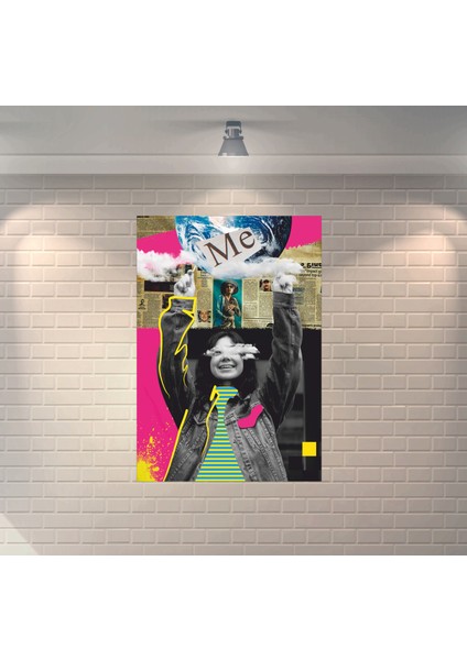 Collage Me World Dekoratif Retro Ahşap Poster