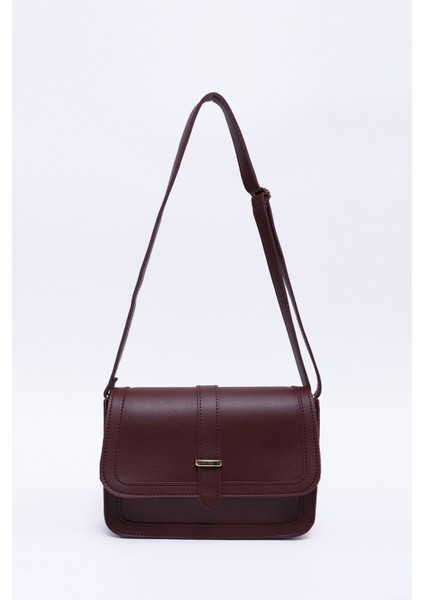 Bordo SHK127 Suni Deri Iç Fermuar Cepli Çıtçıt Kapamalı El,kol ve Omuz Çantası U:17 E:22 G:7 cm