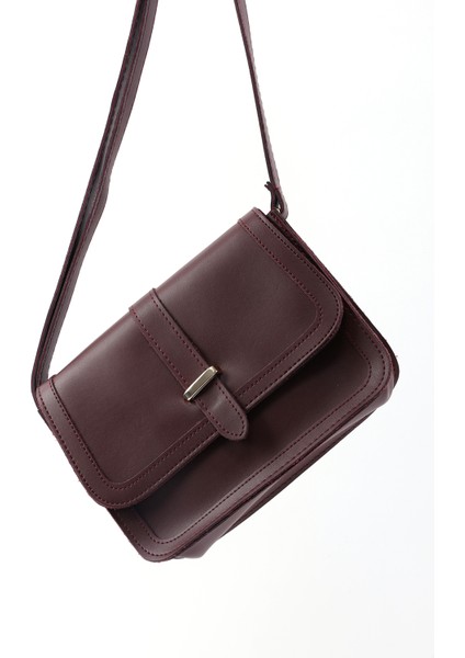 Bordo SHK127 Suni Deri Iç Fermuar Cepli Çıtçıt Kapamalı El,kol ve Omuz Çantası U:17 E:22 G:7 cm