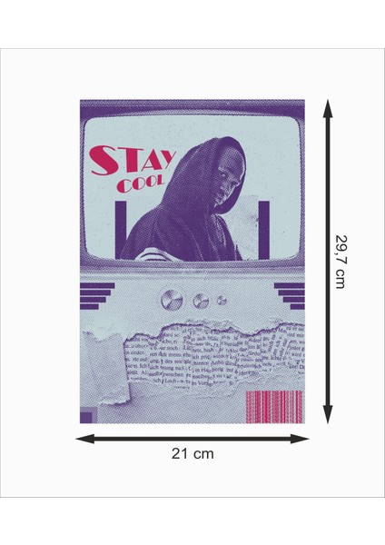 Collage Stay Cool Dekoratif Retro Ahşap Poster fiyatları