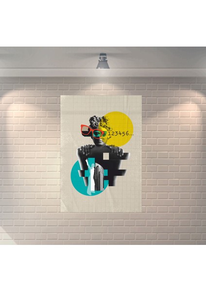 Collage Heykel Dekoratif Ahşap Poster