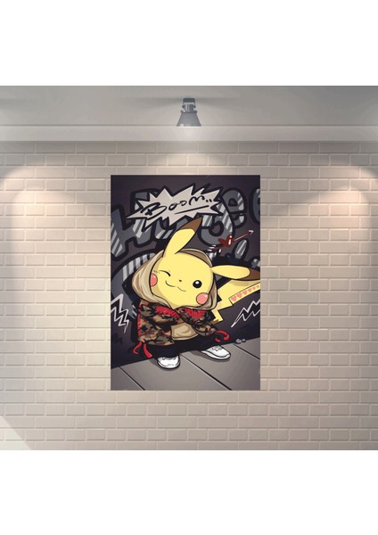Pikachu Graffiti Dekoratif Ahşap Poster