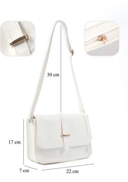 Beyaz Shk127 Deri Iç Fermuar Cepli Çıtçıt Kapamalı El,Kol Ve Omuz Çantası U:17 E:22 G:7 Cm fırsatları