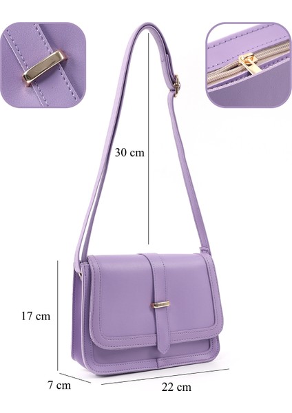 Lila SHK127 Suni Deri Iç Fermuar Cepli Çıtçıt Kapamalı El,kol ve Omuz Çantası U:17 E:22 G:7 cm fırsatları