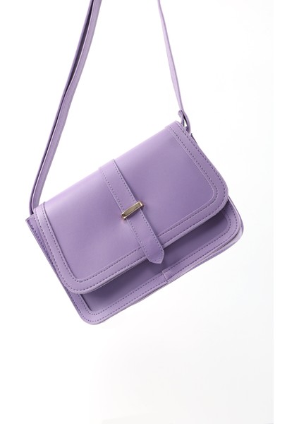 Lila SHK127 Suni Deri Iç Fermuar Cepli Çıtçıt Kapamalı El,kol ve Omuz Çantası U:17 E:22 G:7 cm