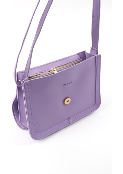 Lila SHK127 Suni Deri Iç Fermuar Cepli Çıtçıt Kapamalı El,kol ve Omuz Çantası U:17 E:22 G:7 cm