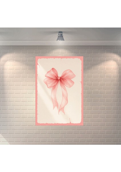 Pembe Kurdele Şans Dekoratif Retro Ahşap Poster