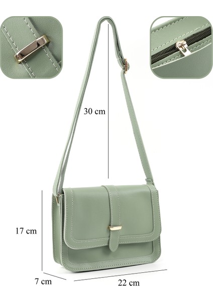 Mint Yeşil SHK127 Suni Deri Iç Fermuar Cepli Çıtçıt Kapamalı El,kol ve Omuz Çantası U:17 E:22 G:7 cm fırsatları