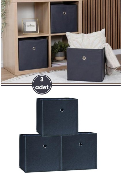 3'lü Çamaşır Oyuncak Raf Düzenleyici Set, Kapaksız Dolap Içi Saklama Kutusu (30X30X30CM) 3 Adet