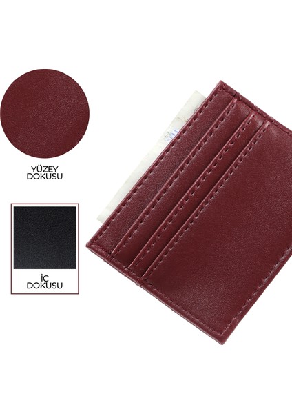 Bordo SHK68 Unisex Suni Deri Süper Ince Model Kağıt Para Bölmeli Kredi Kartı ve Kartvizitlik Kartlık Cüzdan indirimleri