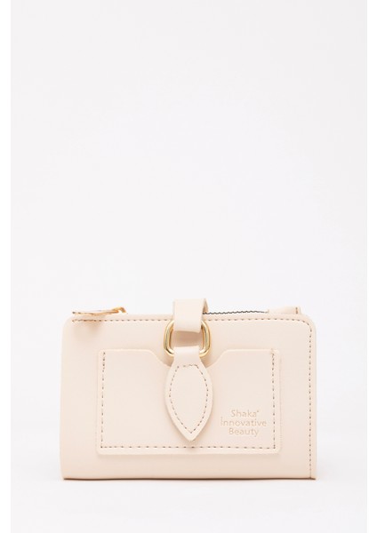 Krem SHK66 Damla Tokalı Çıtçıtlı Ön Cepli Bozuk ve Kağıt Para Bölmeli Kartlıklı Şık Cüzdan