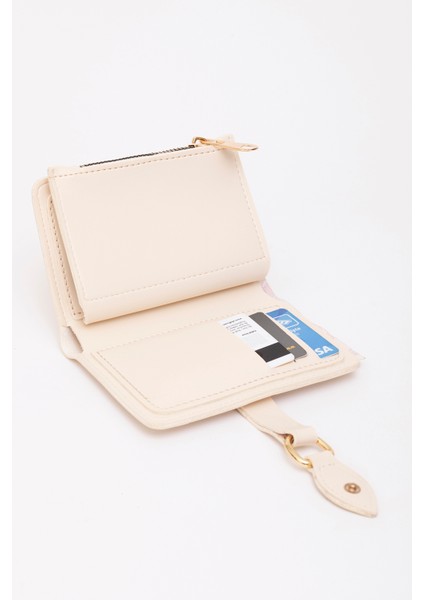 Krem SHK66 Damla Tokalı Çıtçıtlı Ön Cepli Bozuk ve Kağıt Para Bölmeli Kartlıklı Şık Cüzdan fırsatları