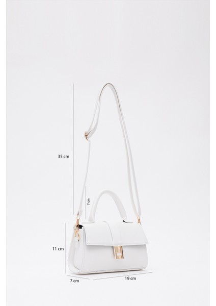 Beyaz Shk109 Deri Çıtçıtlı Ayarlanabilir Askılı Kadın El, Kol Ve Omuz Çantası U:11 E:19 G:7 Cm fiyatları
