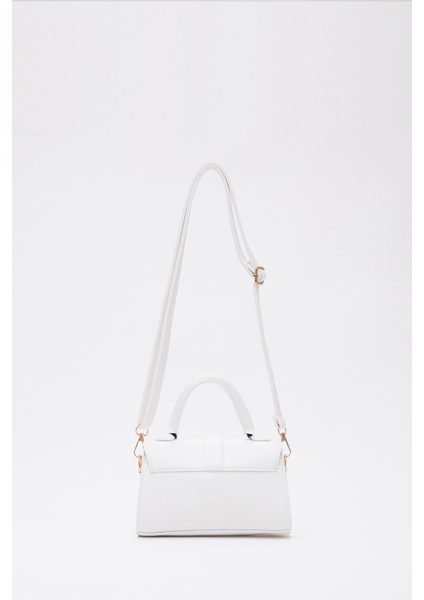 Beyaz Shk109 Deri Çıtçıtlı Ayarlanabilir Askılı Kadın El, Kol Ve Omuz Çantası U:11 E:19 G:7 Cm fırsatları