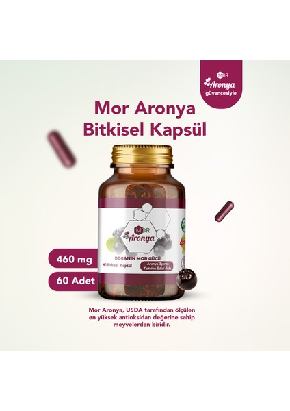 Bitkisel Kapsül 60 Adet Aronya Ekstraktı İçeren Antioksidan Takviye Edici Gıda Spray Dry