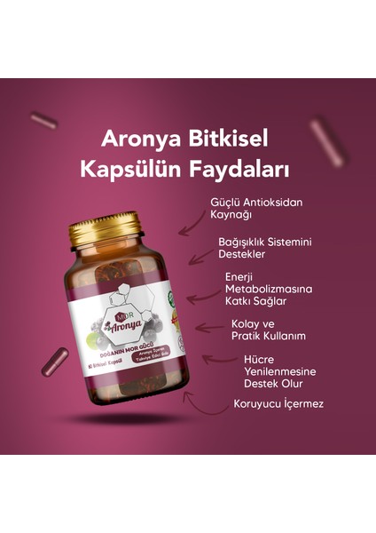 Bitkisel Kapsül 60 Adet Aronya Ekstraktı İçeren Antioksidan Takviye Edici Gıda Spray Dry fiyatları
