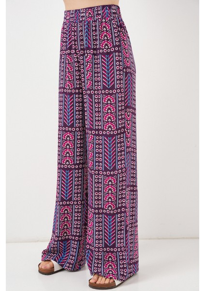 Kadın Desenli Viskon Pantolon 6749 - Mor fiyatları