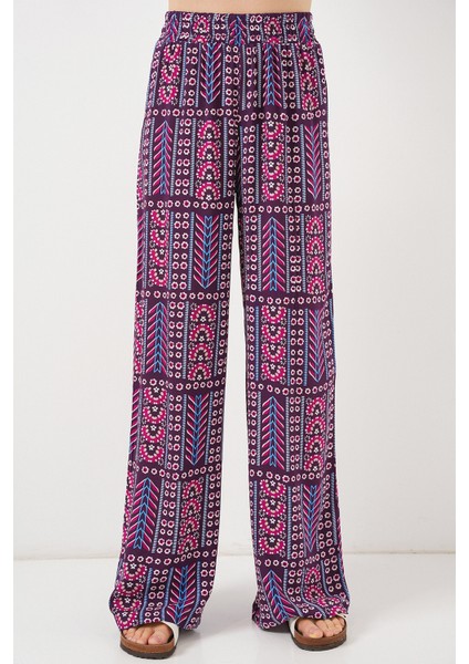 Kadın Desenli Viskon Pantolon 6749 - Mor fırsatları