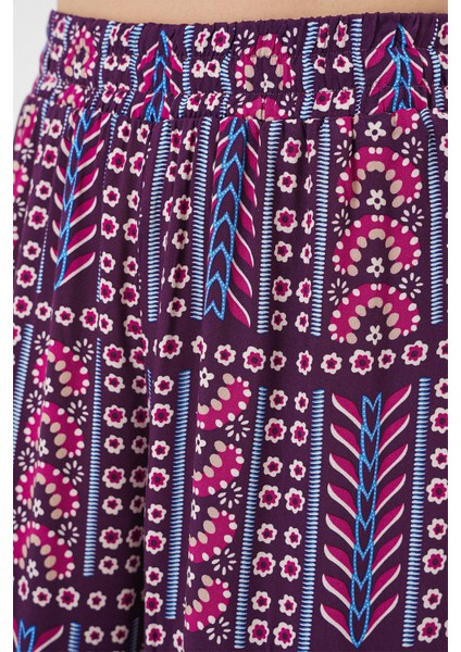 Kadın Desenli Viskon Pantolon 6749 - Mor indirimleri