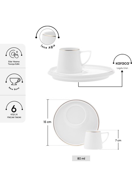 Hazan 6 Kişilik Kahve Fincan Takımı 80 ml fiyatları