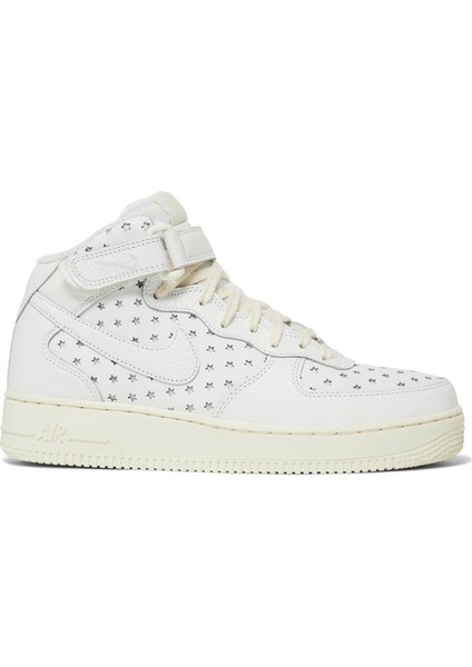 Air Force 1 Af1 Mid Leather Unisex Sneaker Hakiki Deri Bilekli Günlük Spor Ayakkabı Kırık Beyaz