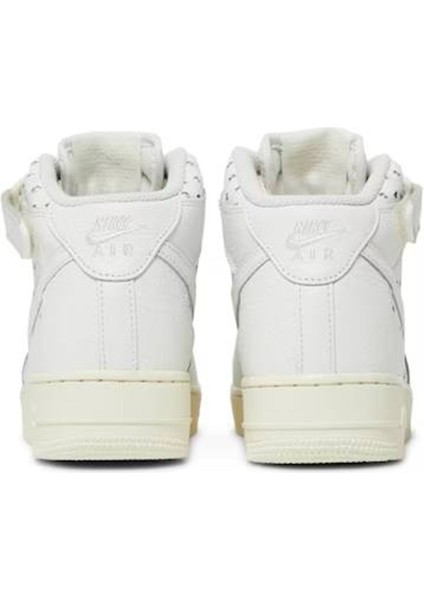 Air Force 1 Af1 Mid Leather Unisex Sneaker Hakiki Deri Bilekli Günlük Spor Ayakkabı Kırık Beyaz fırsatları