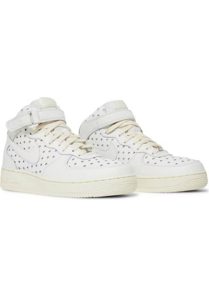Air Force 1 Af1 Mid Leather Unisex Sneaker Hakiki Deri Bilekli Günlük Spor Ayakkabı Kırık Beyaz indirimleri