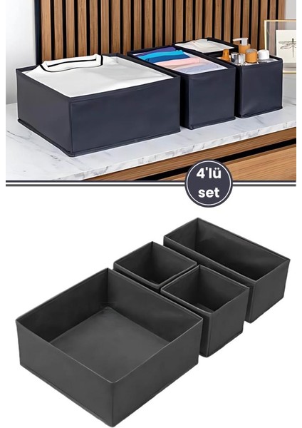 4'lü Dolap Içi Çamaşır Düzenleyici Set, Bebek Kıyafet Eşarp Çorap Sütyen Eşya Saklama Kutu Seti