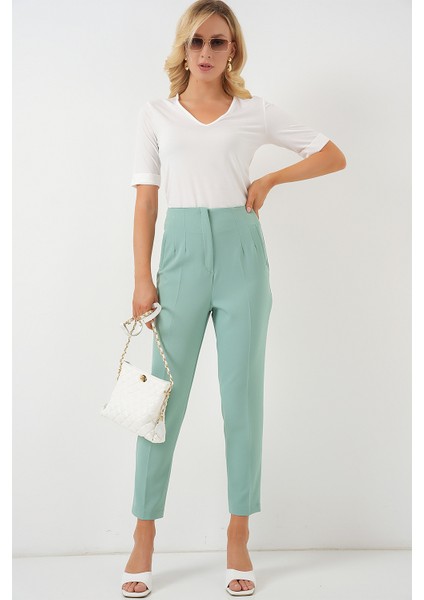6650 Yüksek Bel Kumaş Pantolon - Mint modelleri