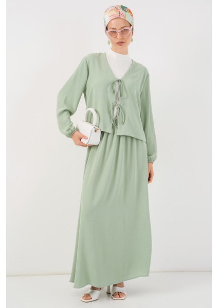 Kadın Ayrobin Kimono Etek Ikili Takım 8047 - Mint
