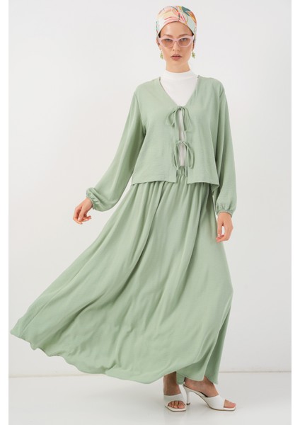 Kadın Ayrobin Kimono Etek Ikili Takım 8047 - Mint modelleri