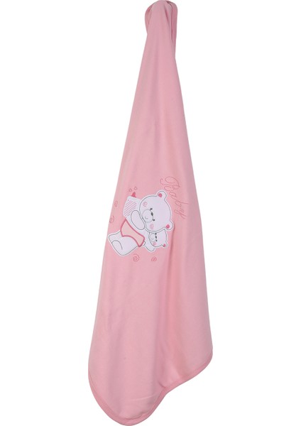 %100 Pamuklu Yenidoğan Çift Katlı Penye Bebek Battaniyesi Pembe