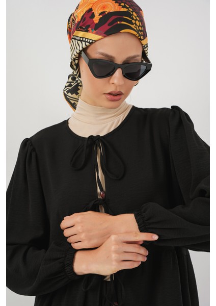 Kadın Önü Bağcıklı Tunik Pantolon Ikili Takım 6744 - Siyah fiyatları