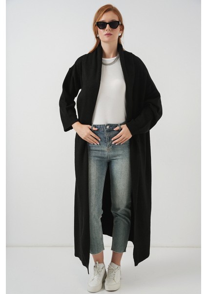 Kadın Uzun Oversize Triko Hırka 15924 - Siyah fırsatları